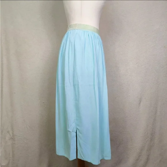 M&S Aqua Blue A-line Midi Skirt Elastic Waist UK Size 10 New - Picture 2 of 7